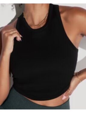 popflex lets go seamless crop top, black, size smallflex